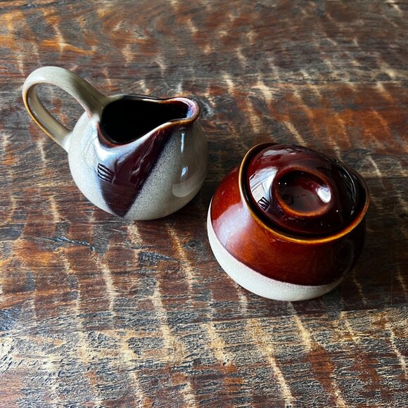 Vintage Sango Nova Brown Cream & Sugar Set - Picture 2 of 6
